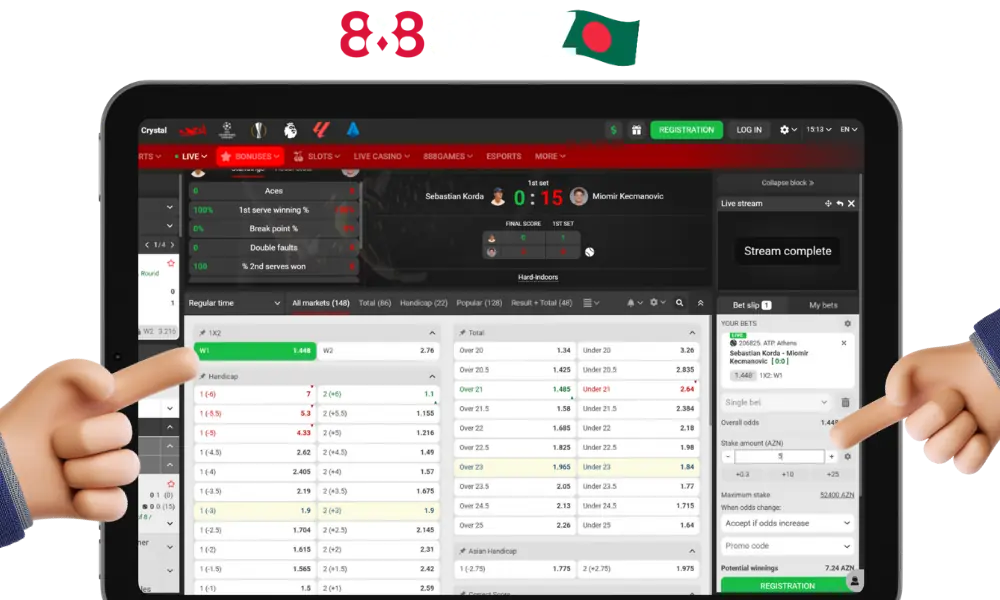 How to place bets at 888Starz